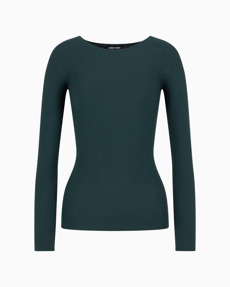 The world of armani MAGLIA A MANICHE LUNGHE IN VISCOSA PUNTO LINKS