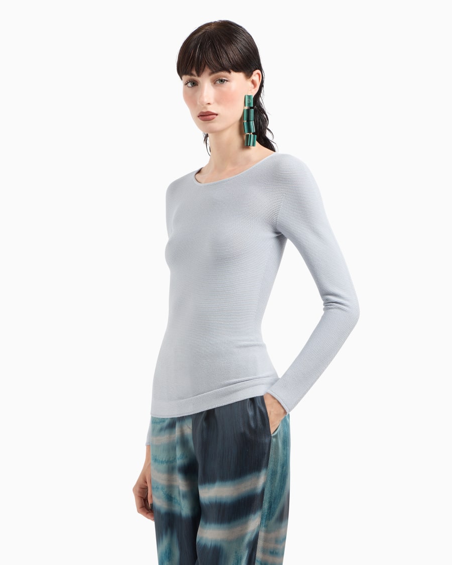 The World Of Armani MAGLIA A MANICHE LUNGHE IN VISCOSA PUNTO LINKS