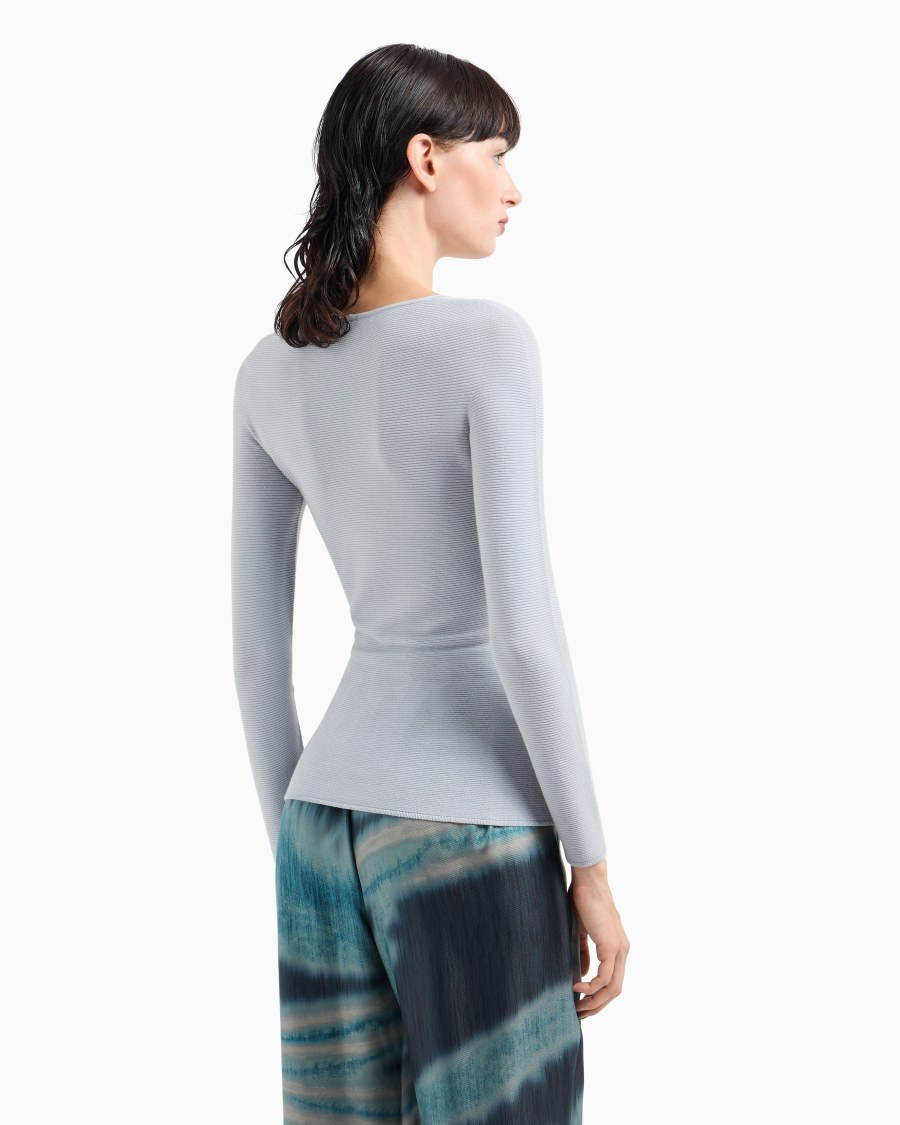 The World Of Armani MAGLIA A MANICHE LUNGHE IN VISCOSA PUNTO LINKS