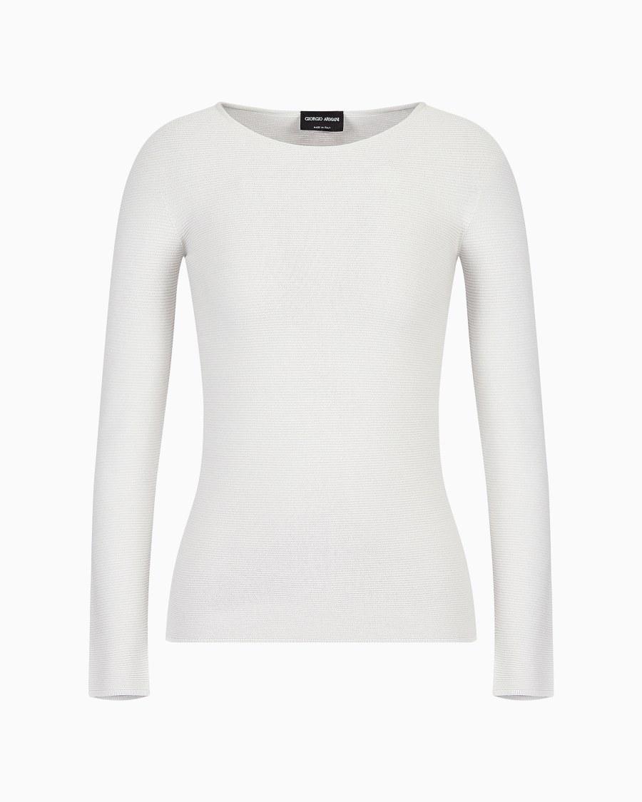 The world of armani MAGLIA A MANICHE LUNGHE IN VISCOSA PUNTO LINKS