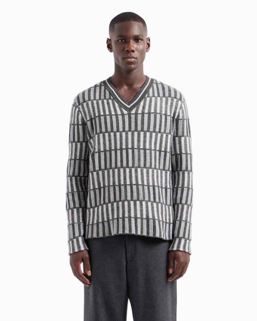 The World Of Armani MAGLIA CON SCOLLO A V IN SETA E CASHMERE