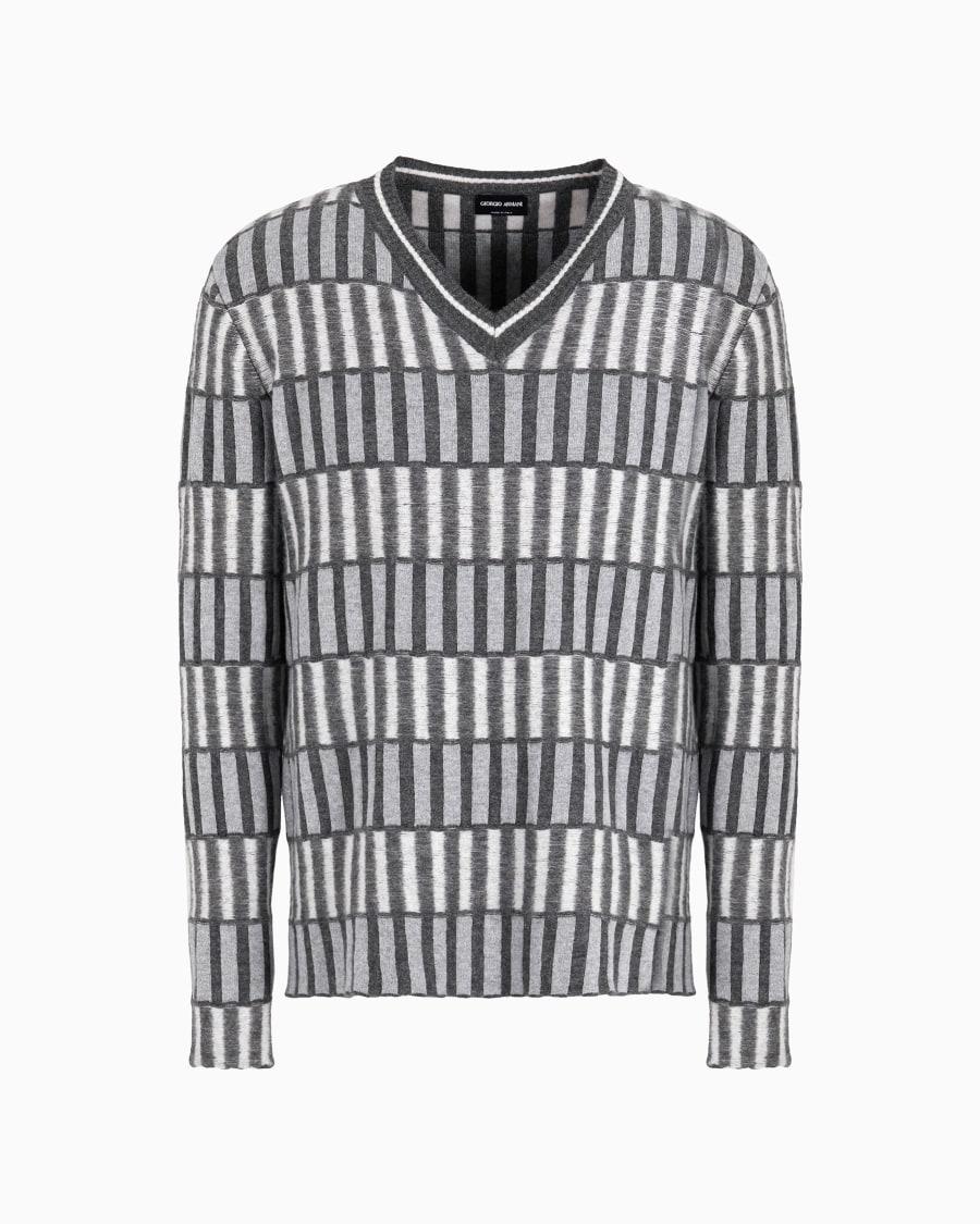 The world of armani MAGLIA CON SCOLLO A V IN SETA E CASHMERE
