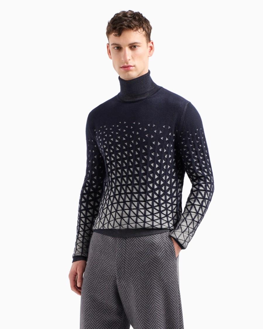 The World Of Armani MAGLIA DOLCEVITA IN LANA E VISCOSA JACQUARD VANISÉ