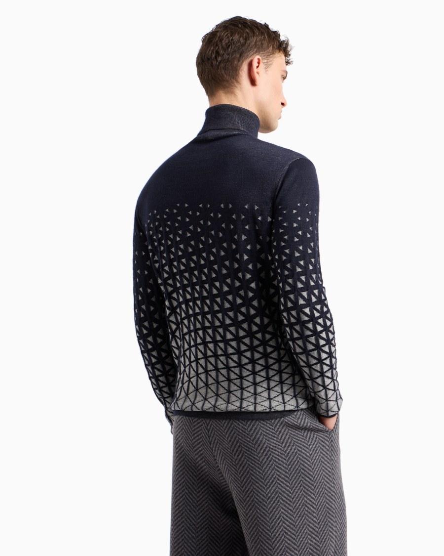 The World Of Armani MAGLIA DOLCEVITA IN LANA E VISCOSA JACQUARD VANISÉ