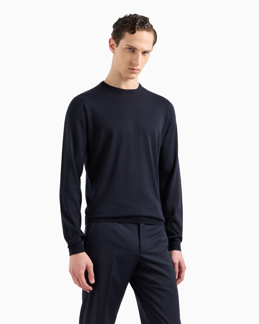 The World Of Armani MAGLIA GIROCOLLO A MANICA LUNGA IN SETA E COTONE