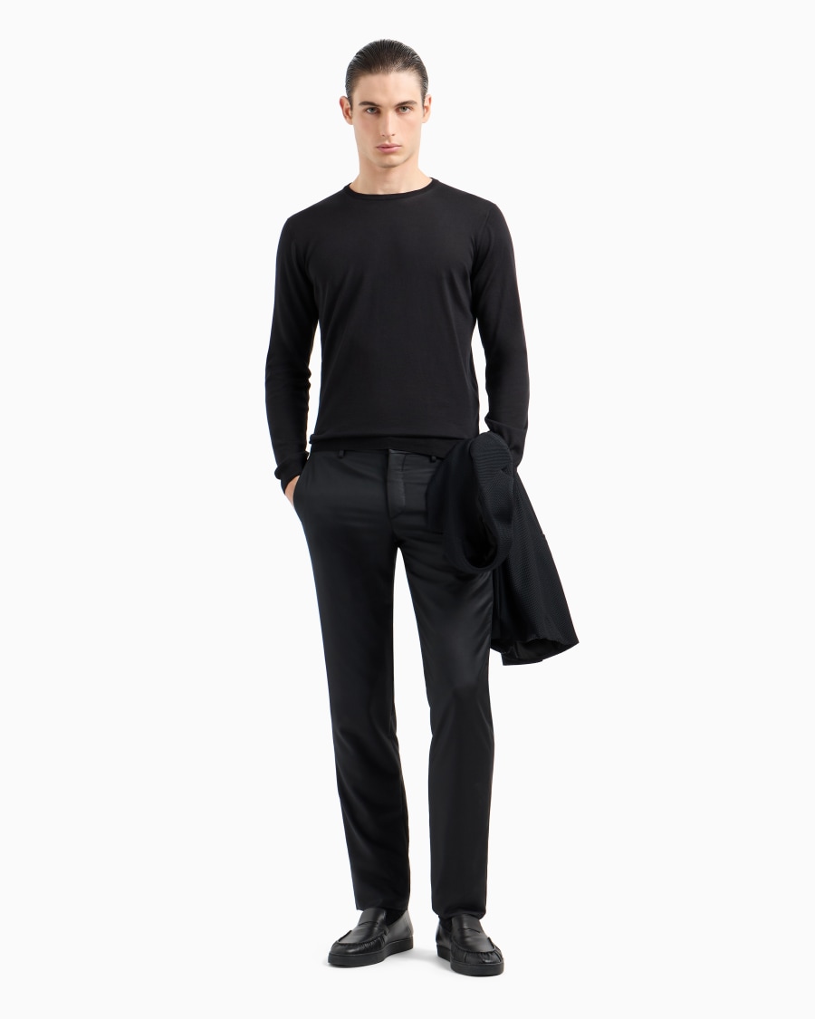 The World Of Armani MAGLIA GIROCOLLO A MANICA LUNGA IN SETA E COTONE