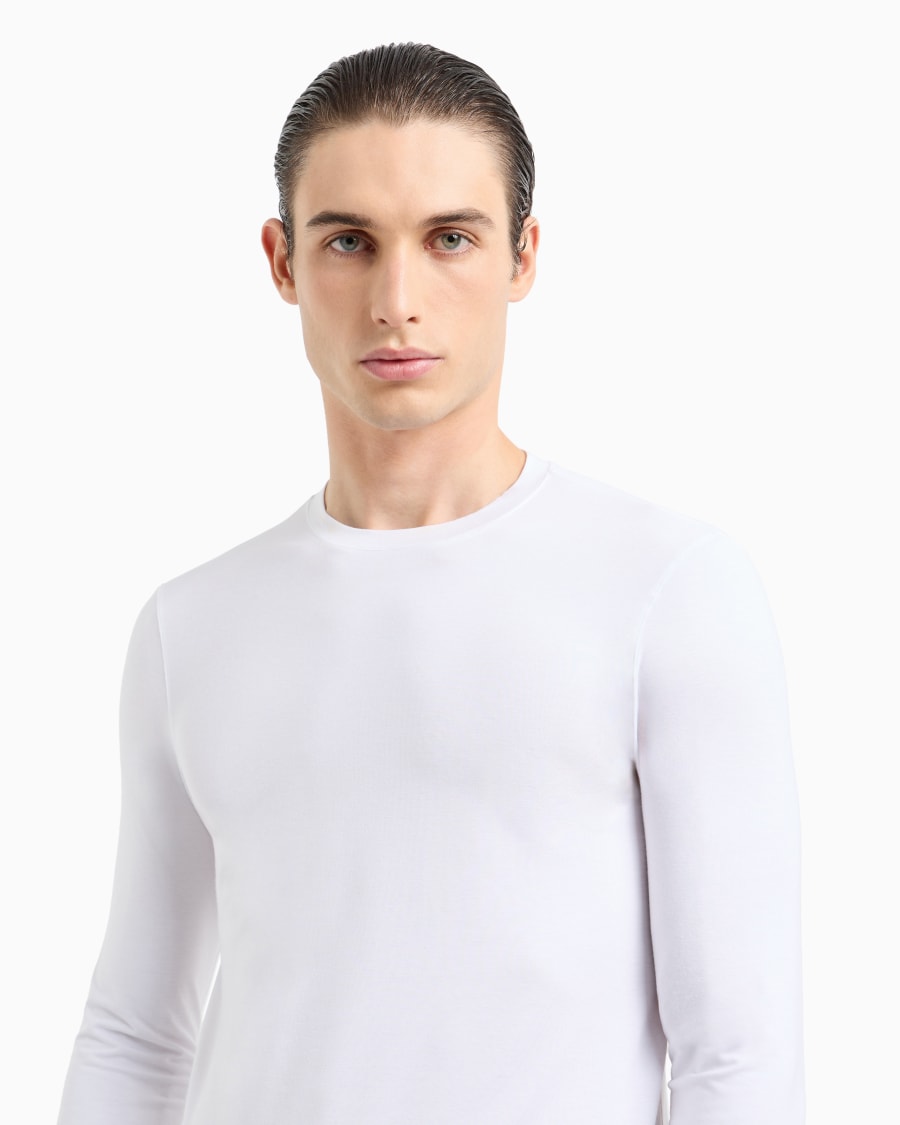 The World Of Armani MAGLIA GIROCOLLO A MANICHE LUNGHE IN JERSEY DI VISCOSA STRETCH