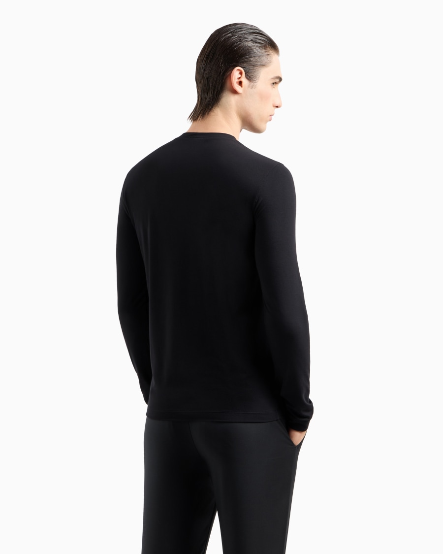 The World Of Armani MAGLIA GIROCOLLO A MANICHE LUNGHE IN JERSEY DI VISCOSA STRETCH