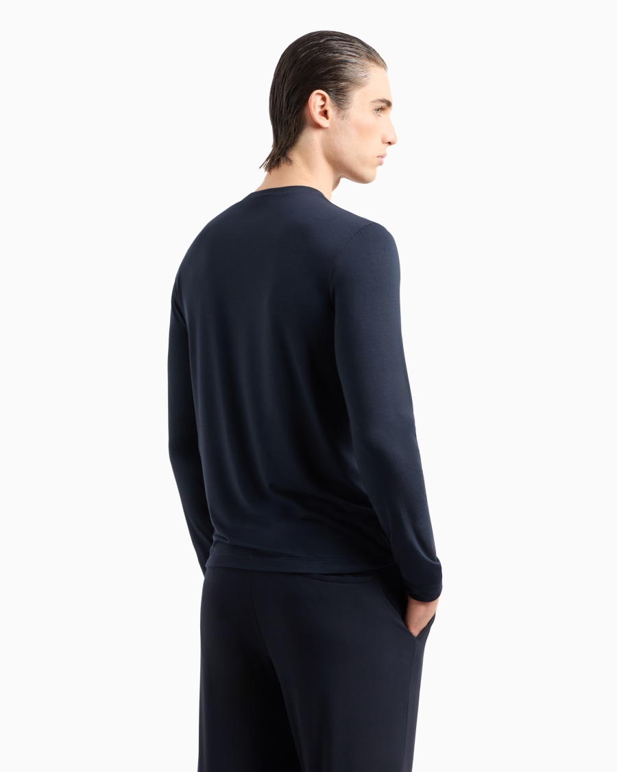 The World Of Armani MAGLIA GIROCOLLO A MANICHE LUNGHE IN JERSEY DI VISCOSA STRETCH