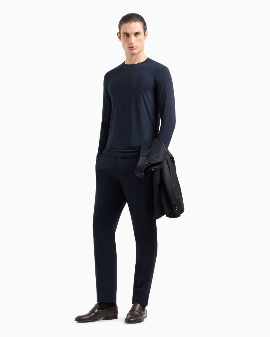 The World Of Armani MAGLIA GIROCOLLO A MANICHE LUNGHE IN JERSEY DI VISCOSA STRETCH