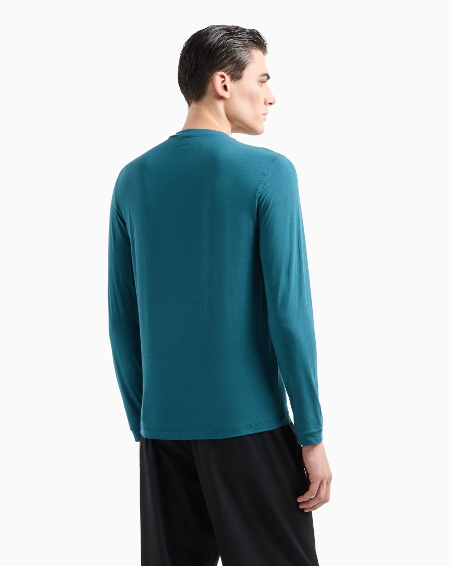 The World Of Armani MAGLIA GIROCOLLO A MANICHE LUNGHE IN JERSEY DI VISCOSA STRETCH