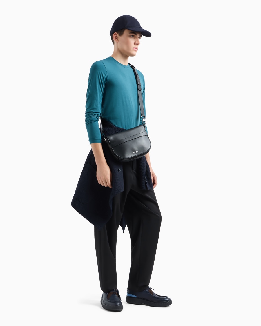 The World Of Armani MAGLIA GIROCOLLO A MANICHE LUNGHE IN JERSEY DI VISCOSA STRETCH