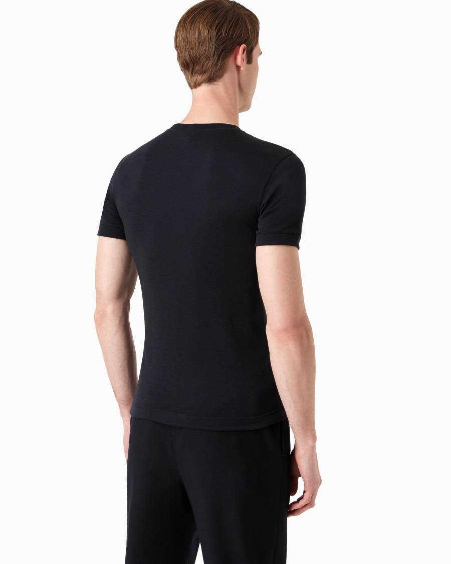 The World Of Armani MAGLIA GIROCOLLO ICON A MANICHE CORTE IN INTERLOCK DI CASHMERE