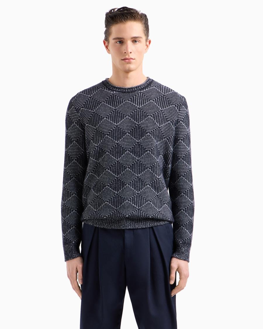 The World Of Armani MAGLIA GIROCOLLO IN CASHMERE JACQUARD