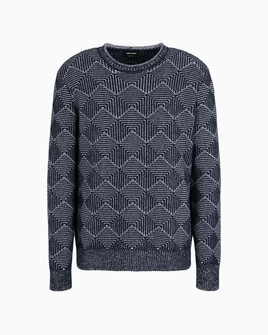 The world of armani MAGLIA GIROCOLLO IN CASHMERE JACQUARD
