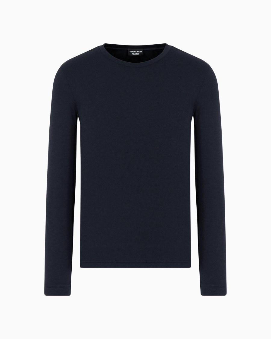 The world of armani MAGLIA GIROCOLLO IN INTERLOCK DI PURO CASHMERE