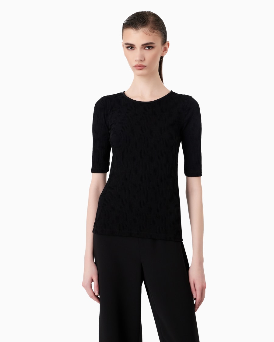 The World Of Armani MAGLIA GIROCOLLO IN JERSEY DI VISCOSA JACQUARD