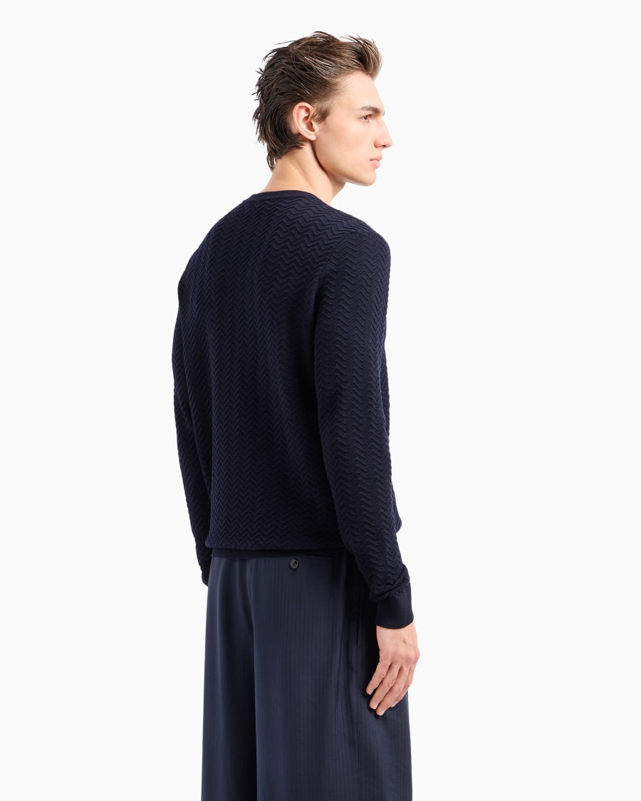 The World Of Armani MAGLIA GIROCOLLO IN LANA OTTOMAN CHEVRON