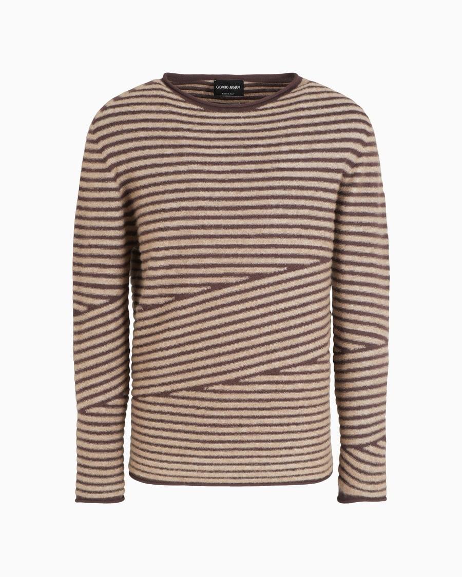 The world of armani MAGLIA GIROCOLLO IN LANA VERGINE CASHMERE E SETA BOUCLÉ