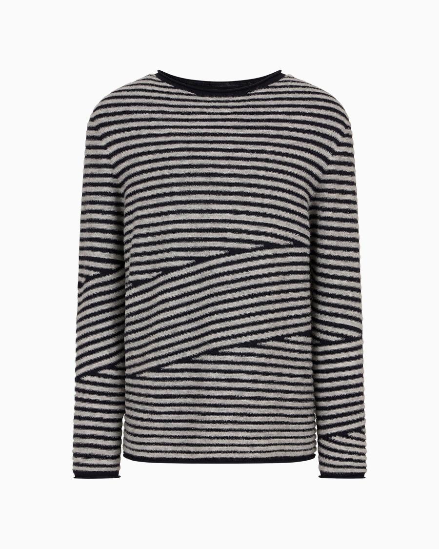 The world of armani MAGLIA GIROCOLLO IN LANA VERGINE CASHMERE E SETA BOUCLÉ