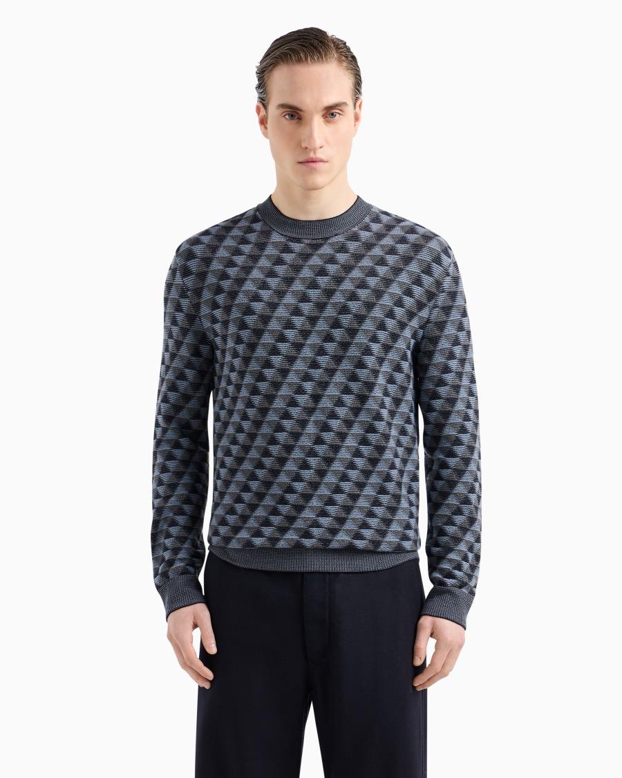 The World Of Armani MAGLIA GIROCOLLO IN LANA VERGINE JACQUARD