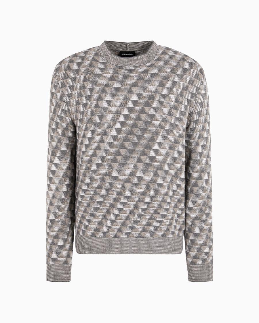 The world of armani MAGLIA GIROCOLLO IN LANA VERGINE JACQUARD