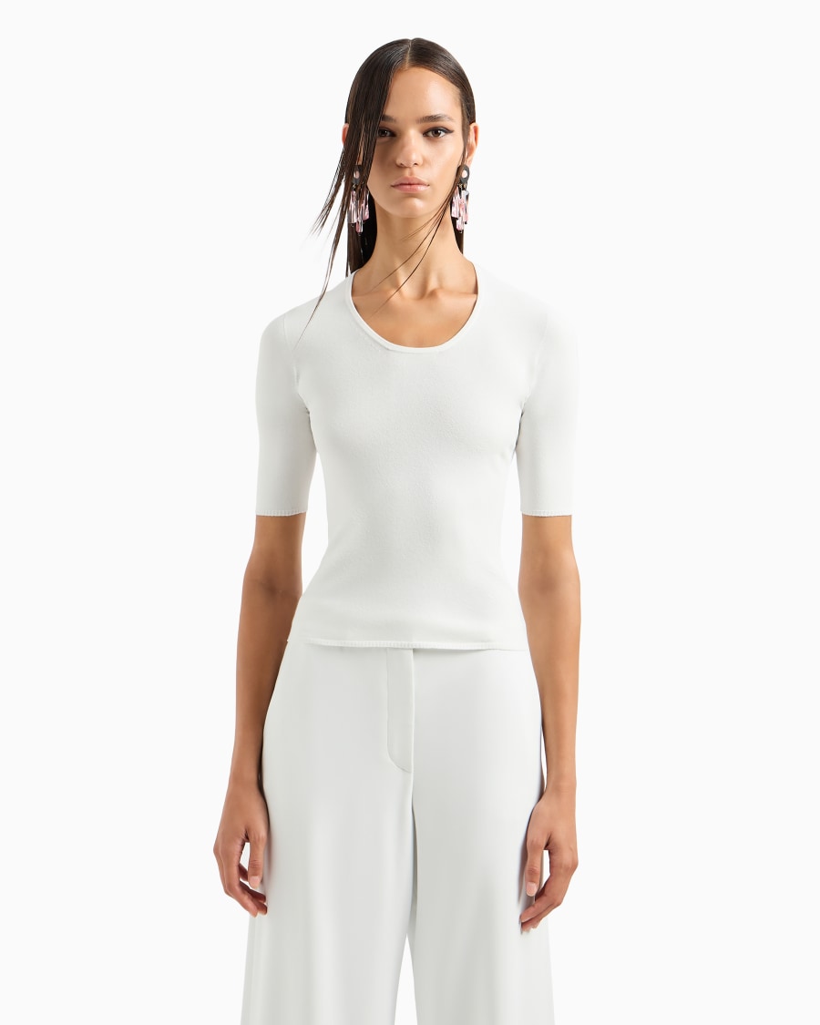 The World Of Armani MAGLIA GIROCOLLO IN MISTO VISCOSA E LANA JACQUARD