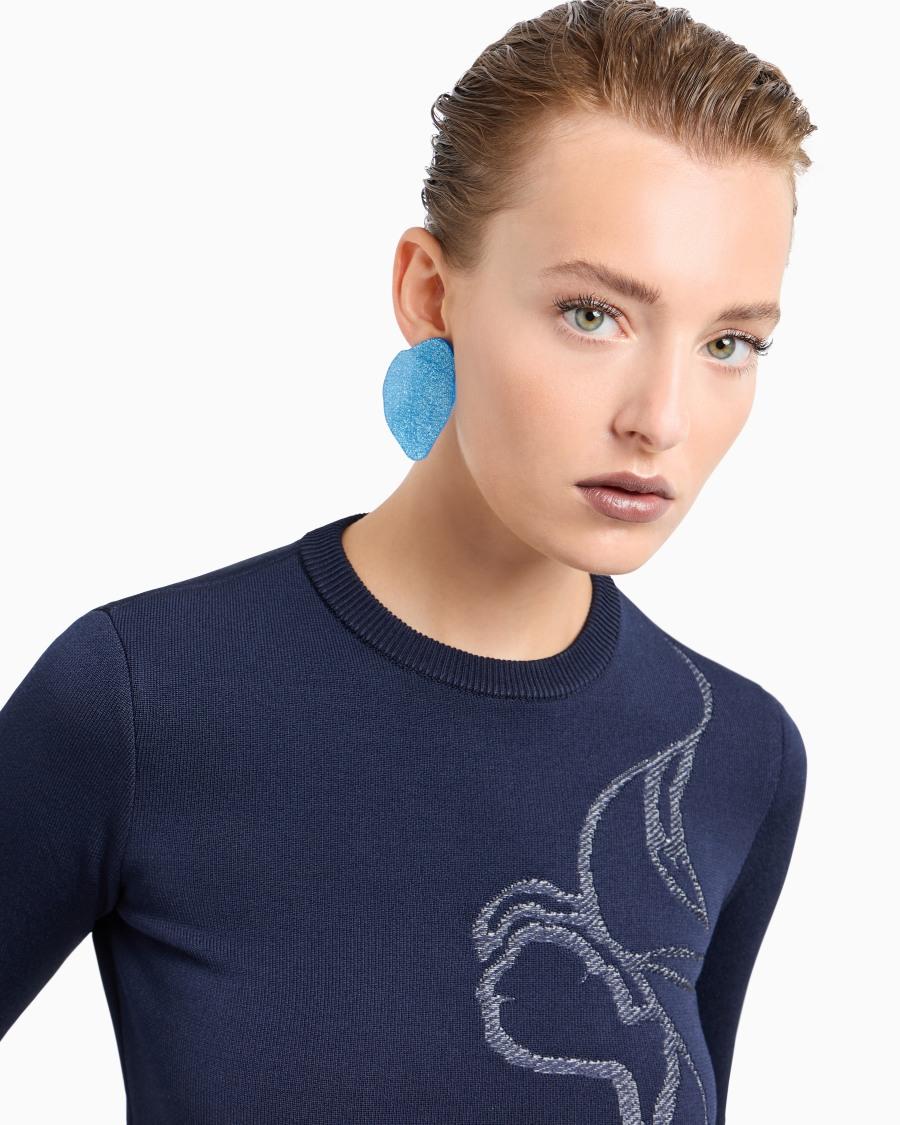 The World Of Armani MAGLIA GIROCOLLO IN MISTO VISCOSA STRETCH CON RICAMO