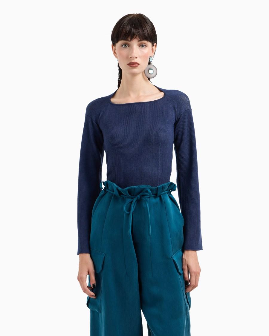 The World Of Armani MAGLIA IN LANA E VISCOSA A COSTE