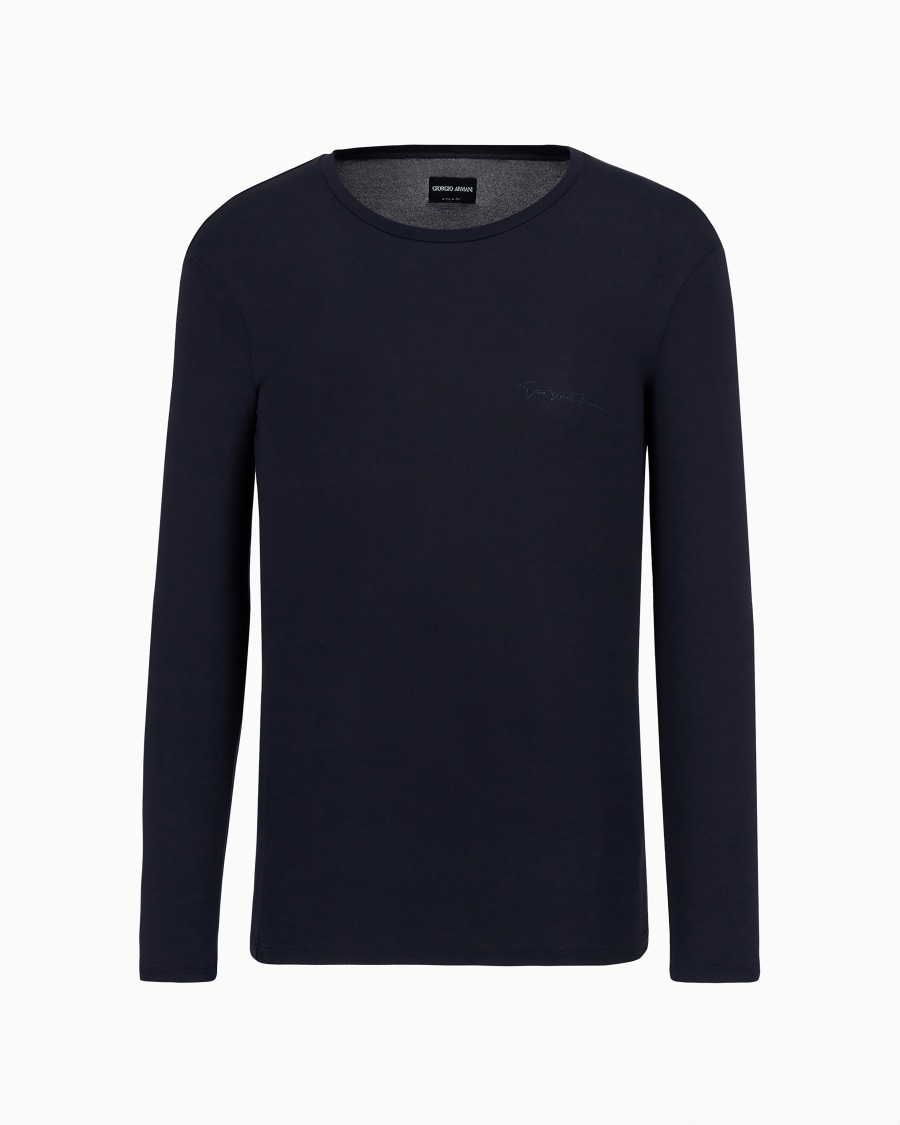 The world of armani MAGLIA IN MODAL CON FIRMA TONO SU TONO