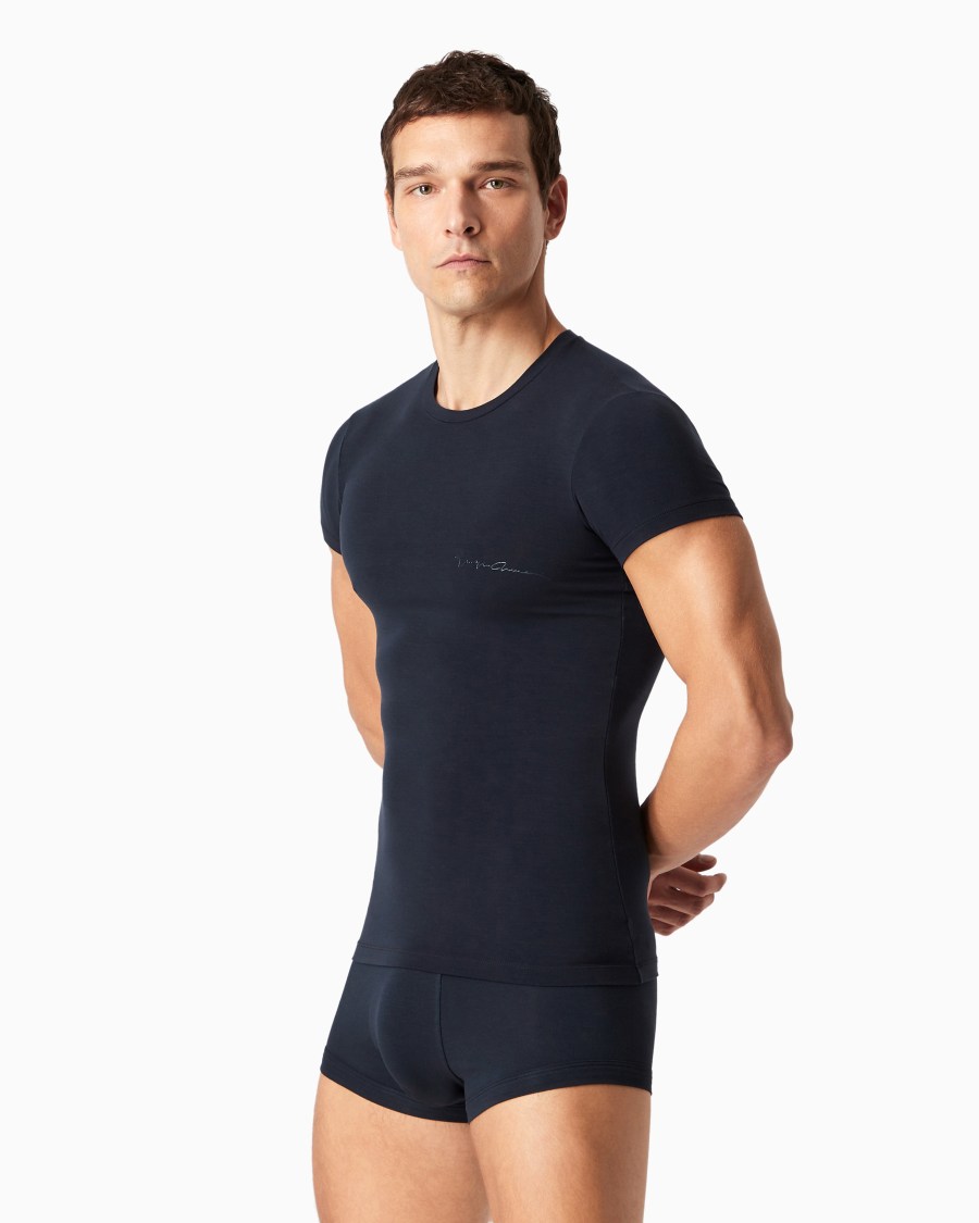 The World Of Armani MAGLIA LOUNGEWEAR A MANICA CORTA IN MODAL STRETCH