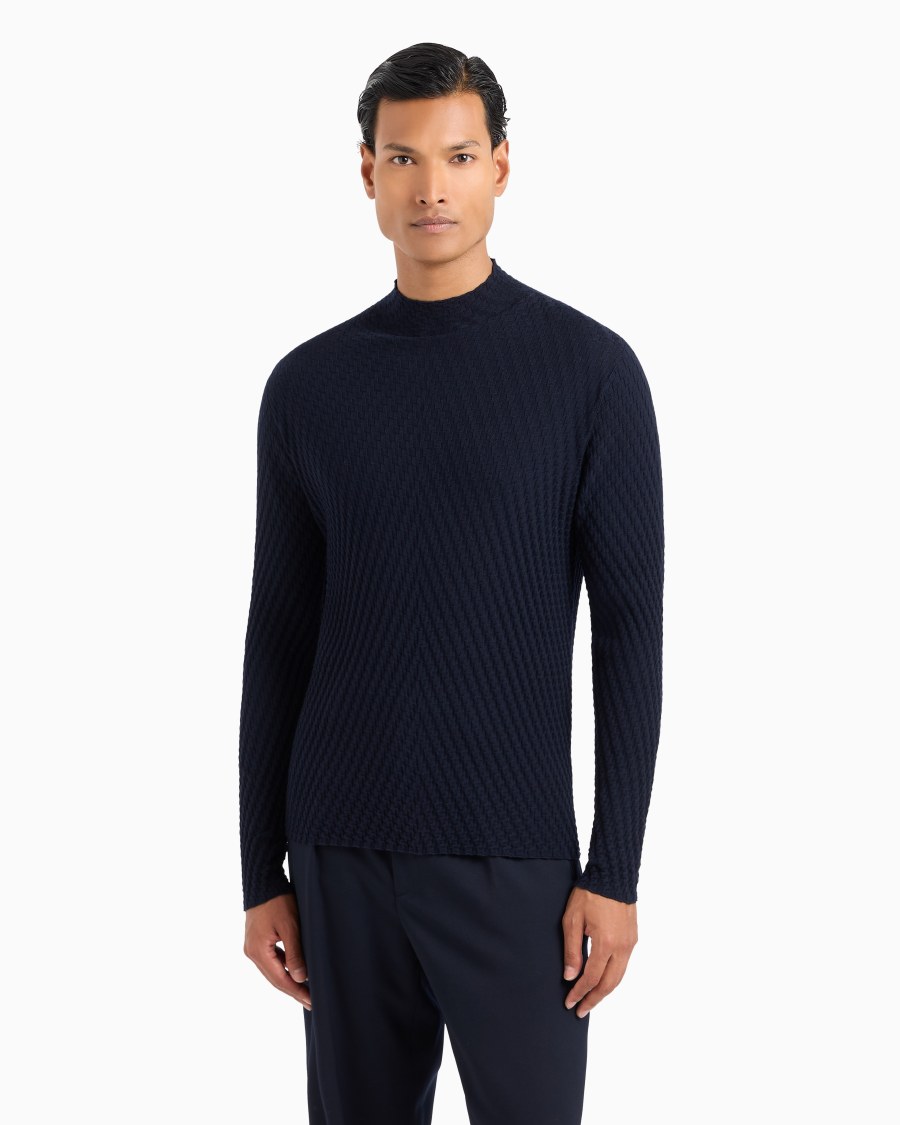 The World Of Armani MAGLIA LUPETTO IN LANA VERGINE JACQUARD