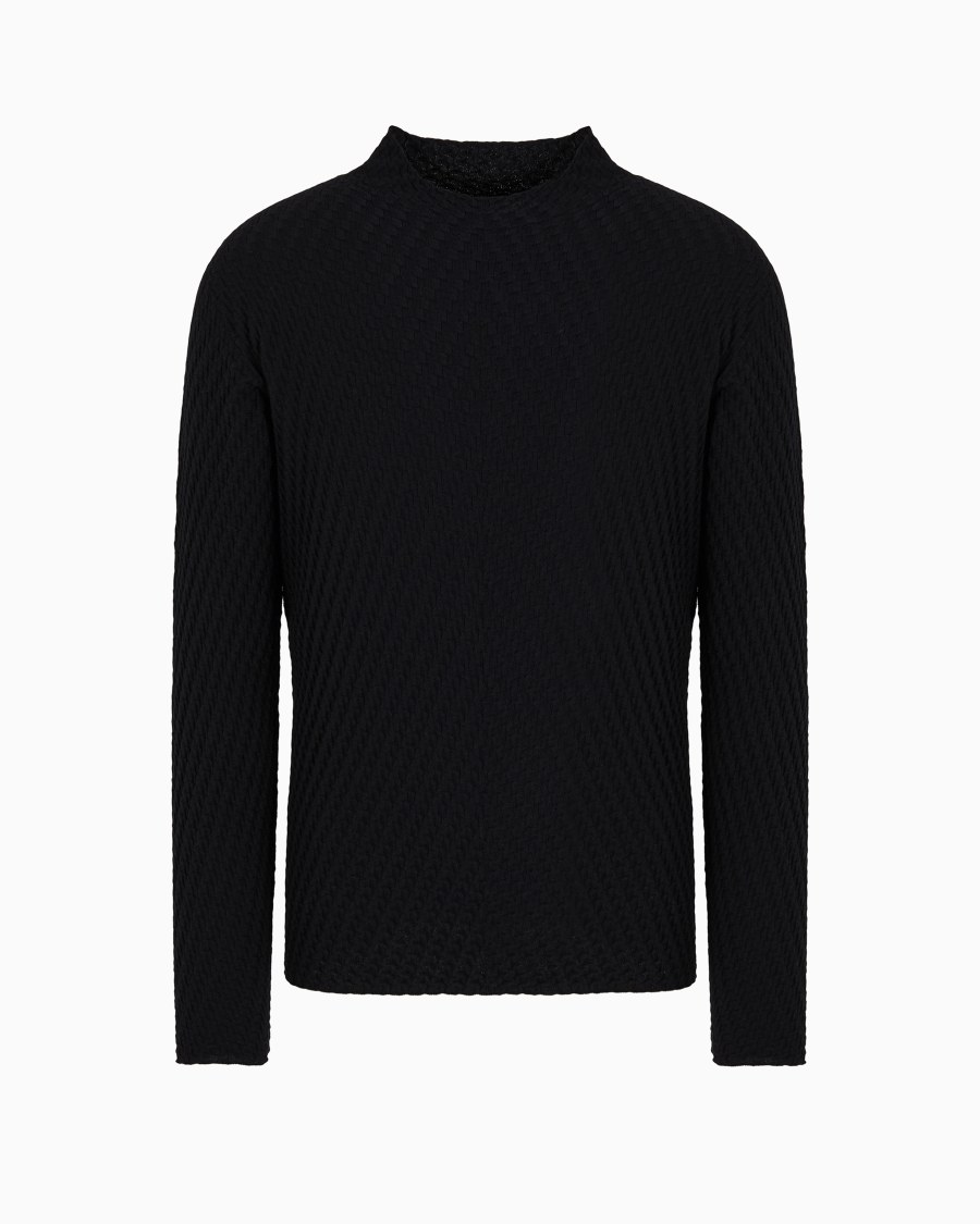 The world of armani MAGLIA LUPETTO IN LANA VERGINE JACQUARD