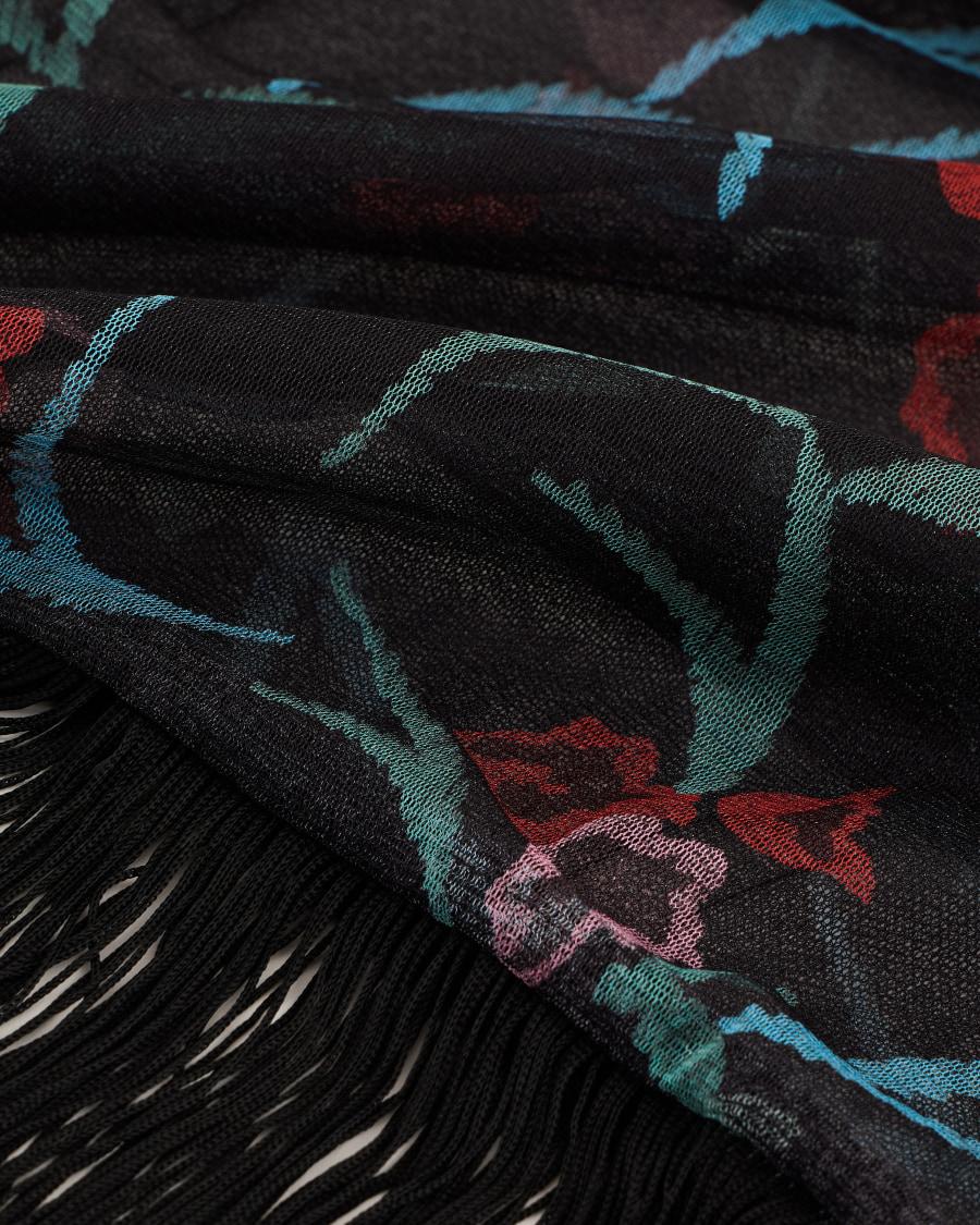 The World Of Armani MANTELLA IN SETA STAMPATA CON FRANGE