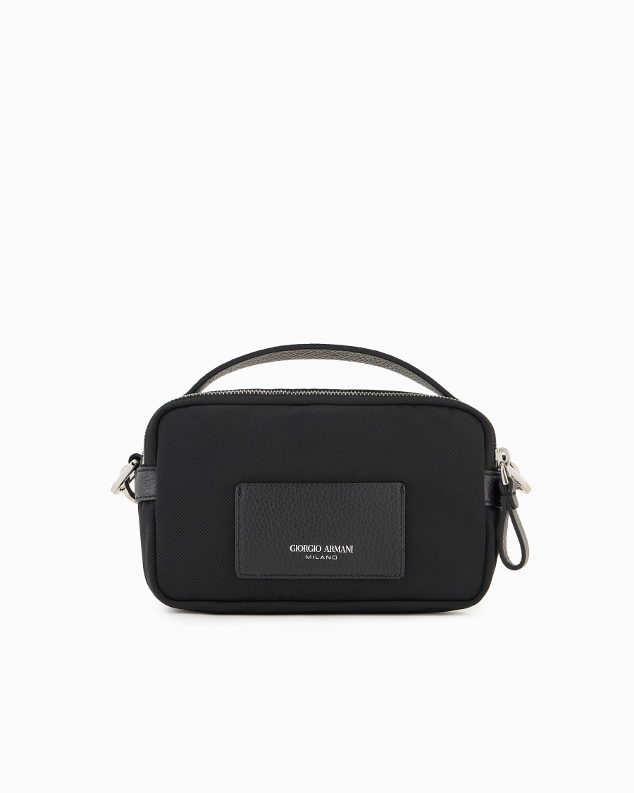The world of armani MINI CROSSBODY IN NYLON E PELLE ASV