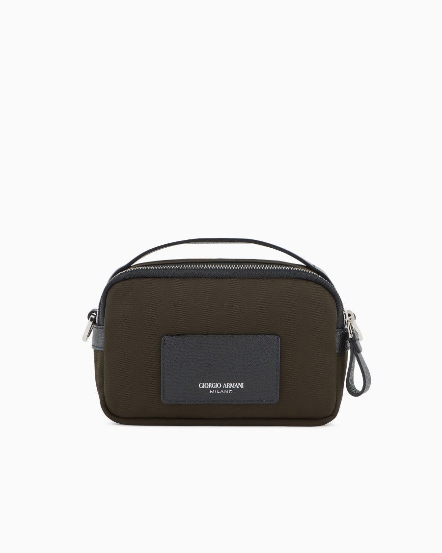 The world of armani MINI CROSSBODY IN NYLON E PELLE ASV