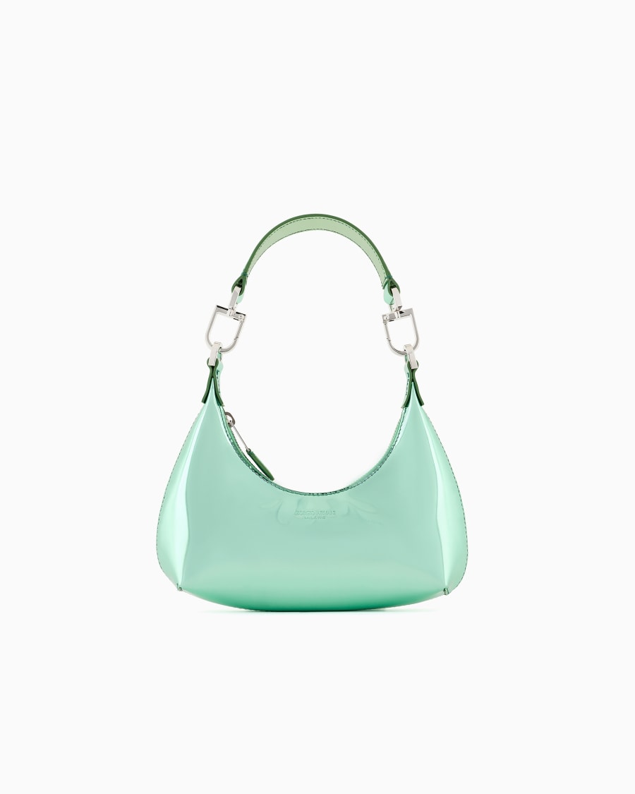 The world of armani MINI HOBO BAG LA PRIMA IN PELLE LAMINATA