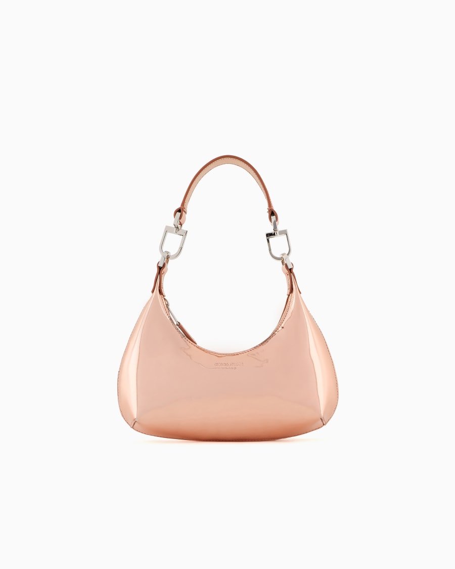 The world of armani MINI HOBO BAG LA PRIMA IN PELLE LAMINATA