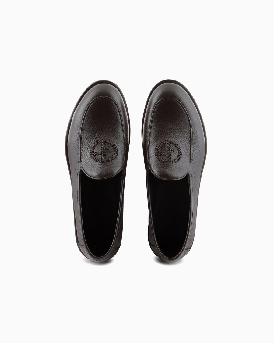 The World Of Armani MOCASSINI IN CERVO CON LOGO RICAMATO