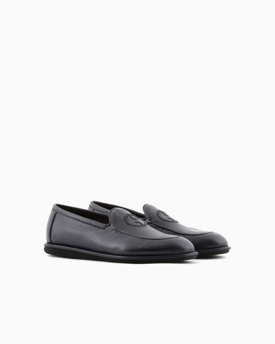 The World Of Armani MOCASSINI IN CERVO CON LOGO RICAMATO