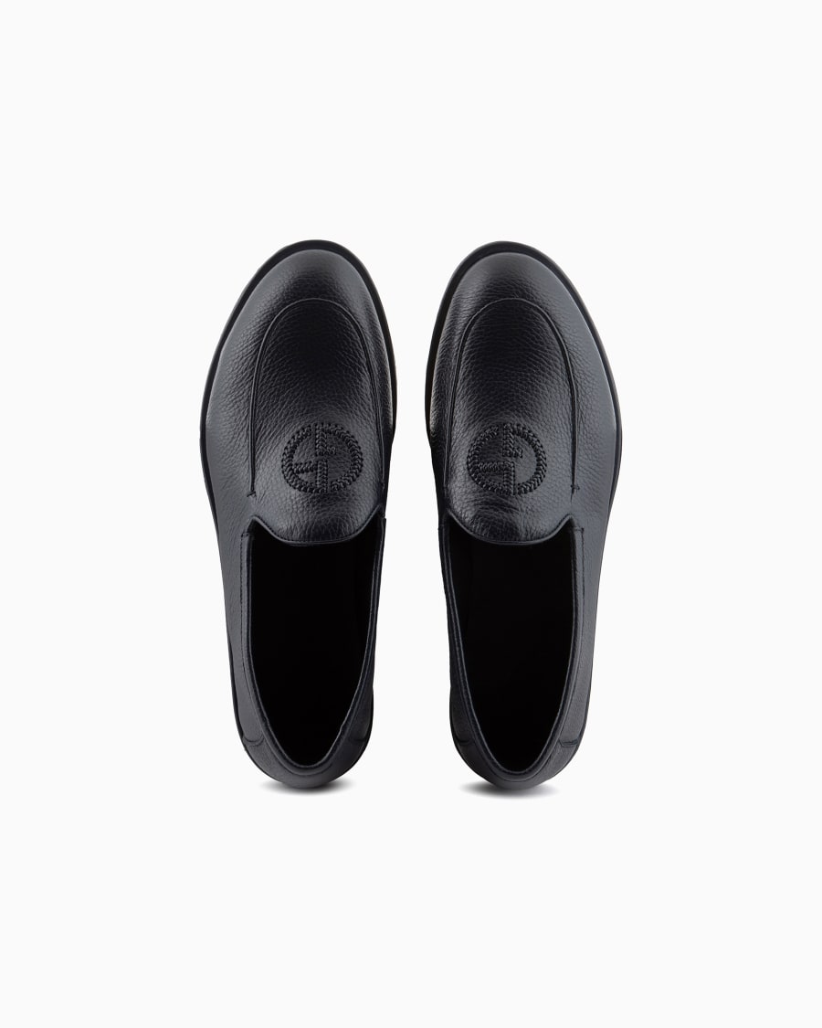 The World Of Armani MOCASSINI IN CERVO CON LOGO RICAMATO