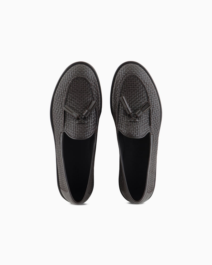 The World Of Armani MOCASSINI IN NAPPA INTRECCIATA CON NAPPINE
