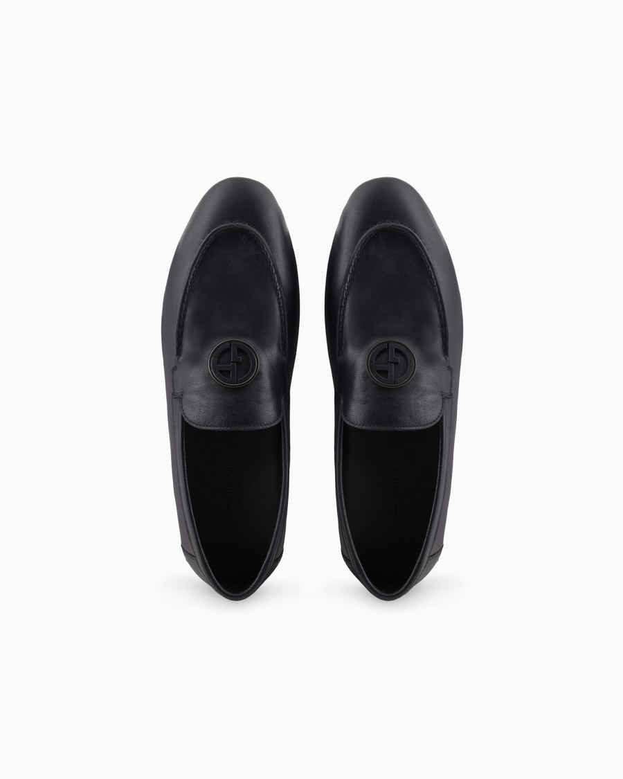 The World Of Armani MOCASSINI IN PELLE CON LOGO IN METALLO