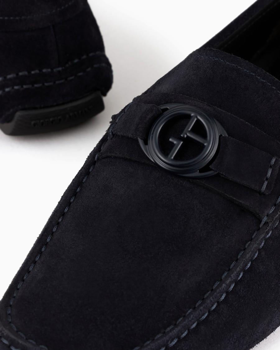 The World Of Armani MOCASSINI IN PELLE SCAMOSCIATA CON LOGO