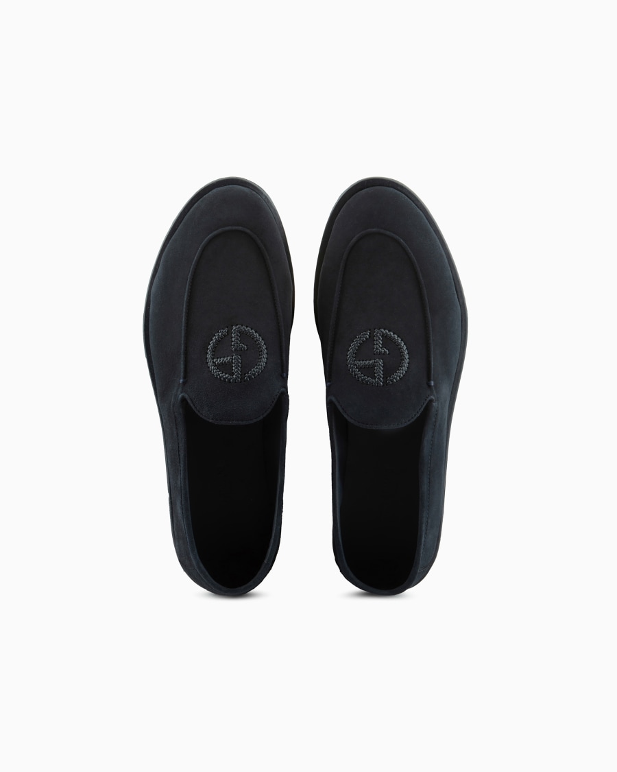 The World Of Armani MOCASSINI IN SUEDE CON LOGO RICAMATO