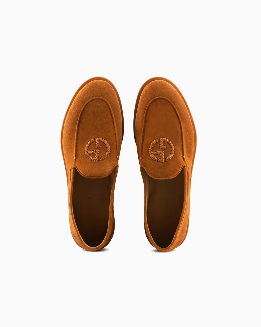 The World Of Armani MOCASSINI IN SUEDE CON LOGO RICAMATO