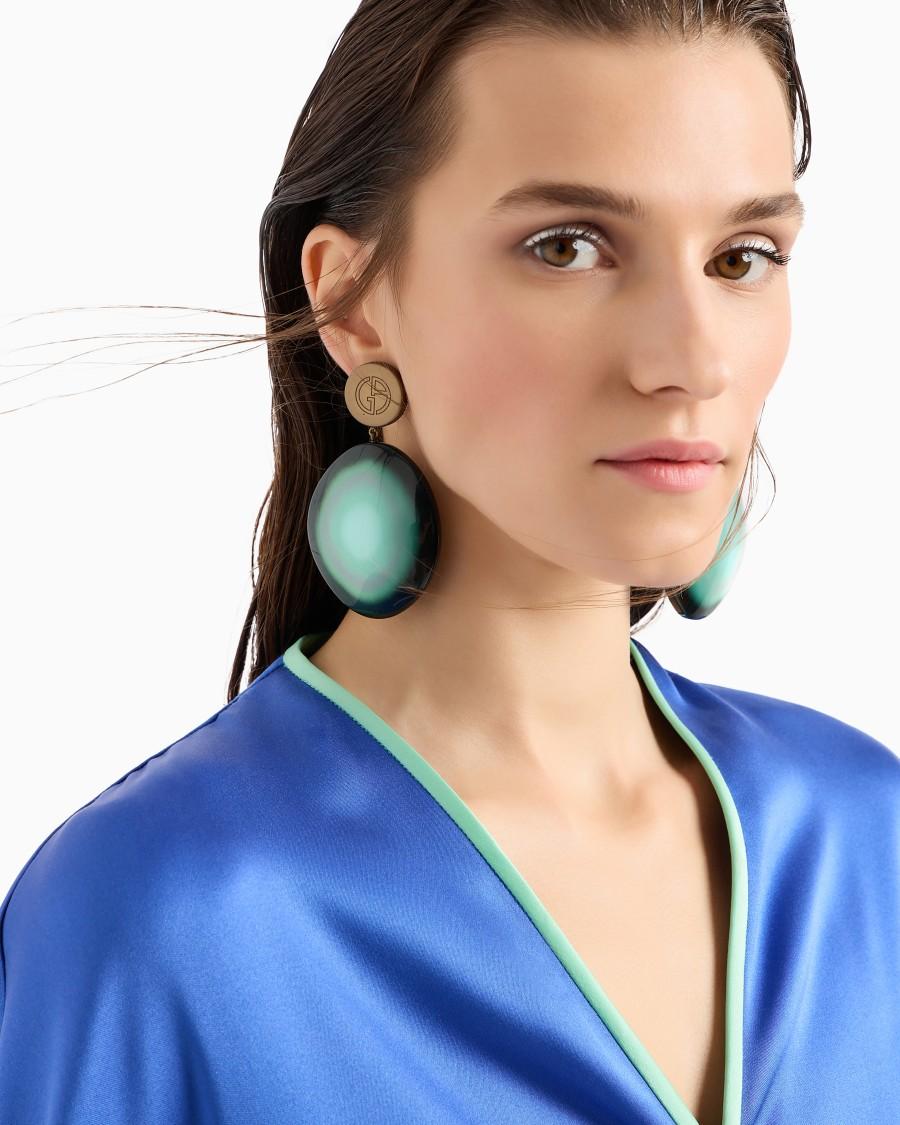 The World Of Armani ORECCHINI A CLIP CON PENDENTE OVALE IN RESINA