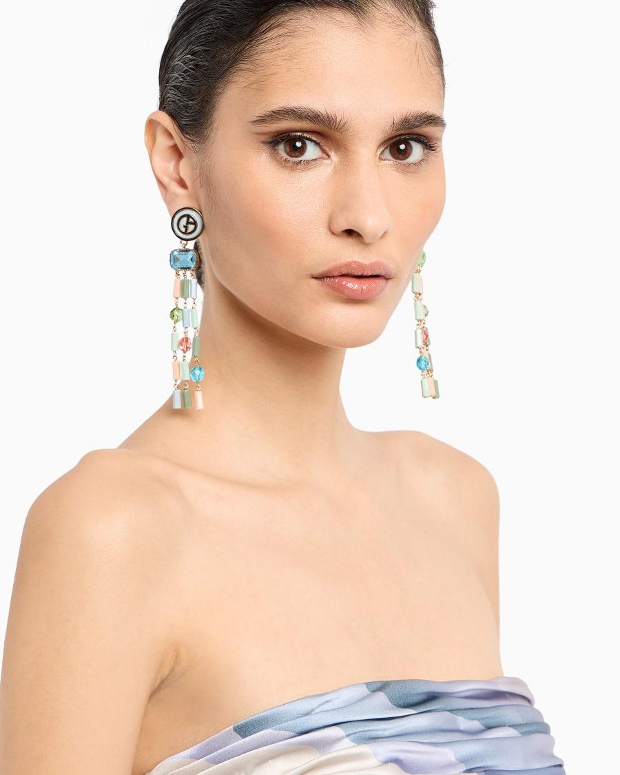 The World Of Armani ORECCHINI A CLIP CON PENDENTI IN RESINA E CRISTALLI