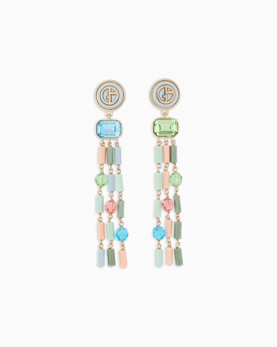 The world of armani ORECCHINI A CLIP CON PENDENTI IN RESINA E CRISTALLI