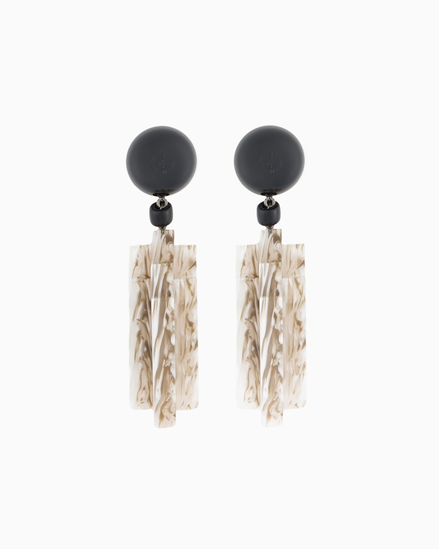 The world of armani ORECCHINI A CLIP CON PENDENTI IN RESINA EFFETTO VARIEGATO